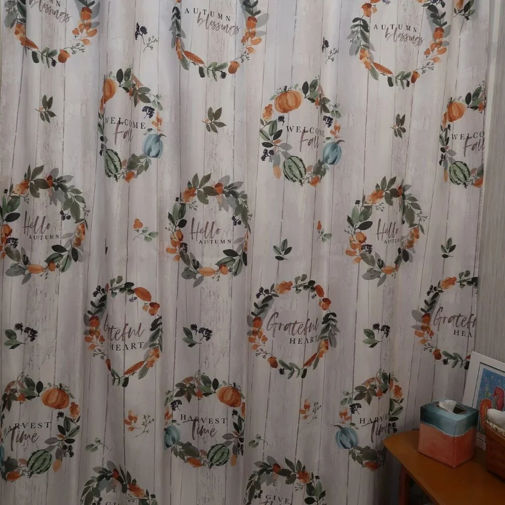 Nature's Bounty Welcome Fall Fabric Shower Curtain